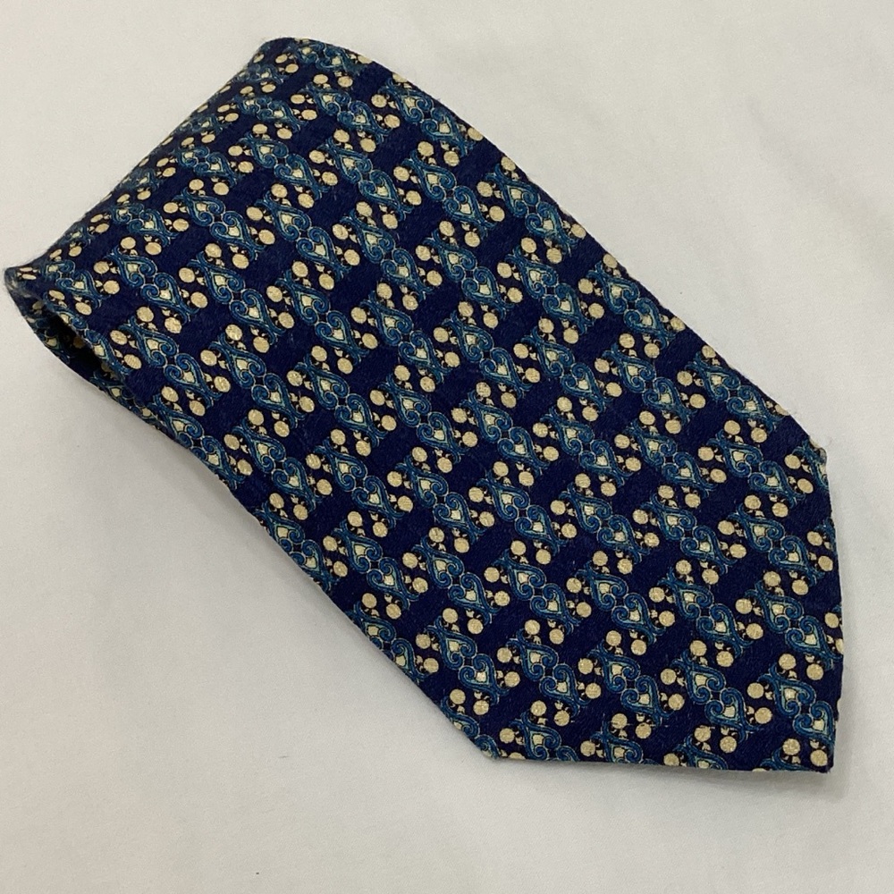 Valentino Navy and Gold Patterned Tie